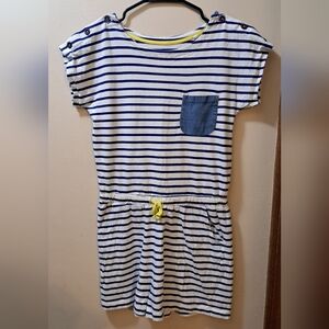 Boden Navy and White Striped Jumper With Denim Accent Girls 11/12
